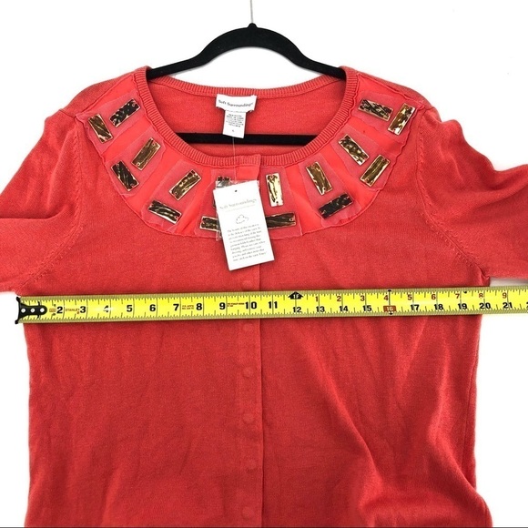 NWT Soft Surroundings Linen Cotton Blend Tortoise Shell Cardigan Sweater Large - Picture 7 of 10